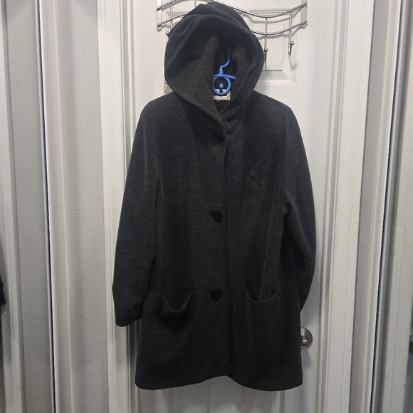 Kristen Blake Wool Blend Dark Gray Hooded Coat Size M